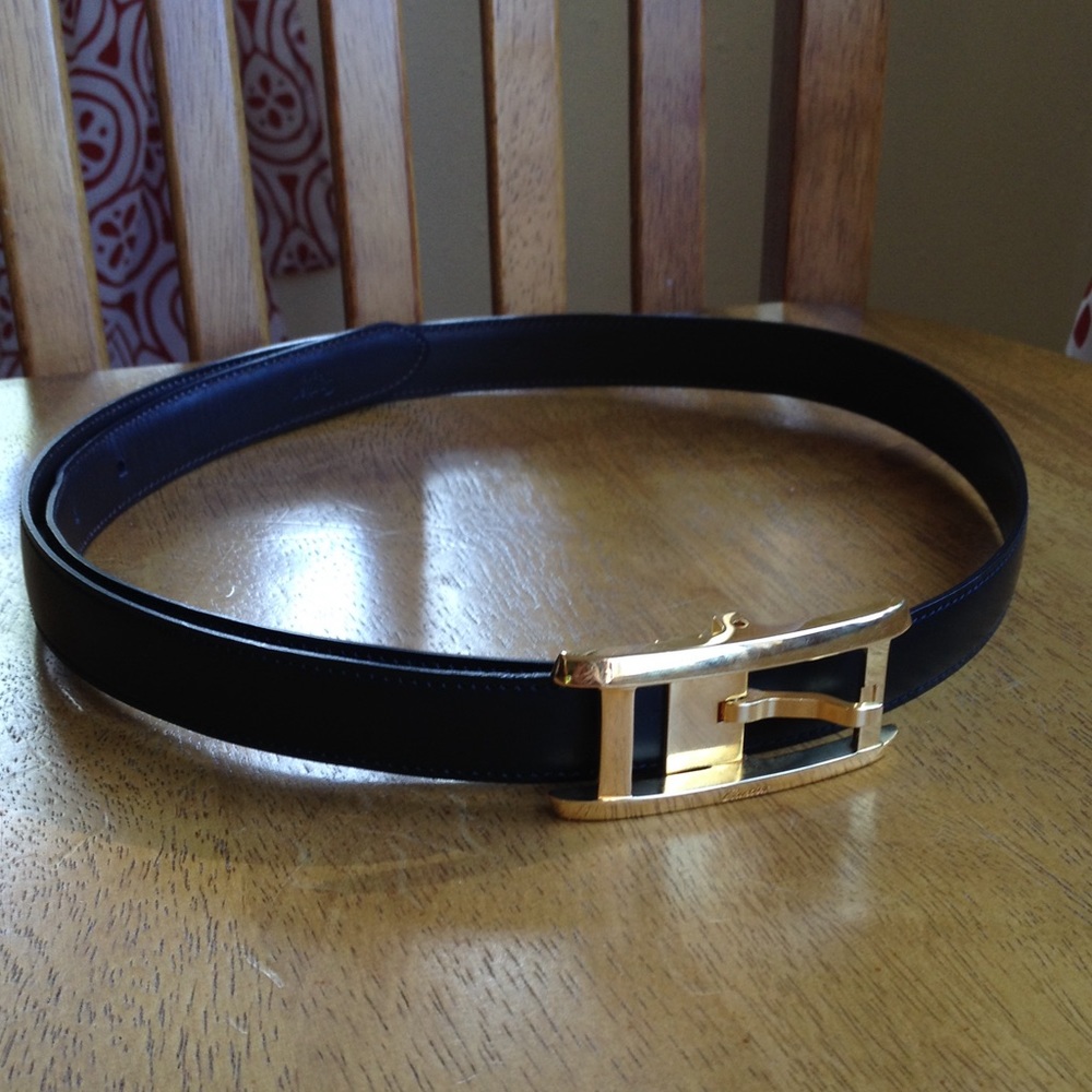 Authentic Cartier black leather belt